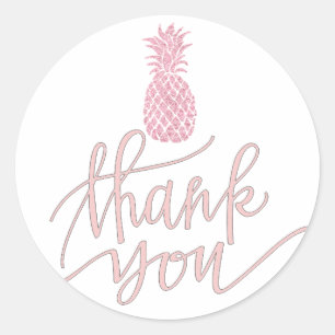 pink pineapple thank you classic round sticker