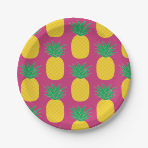 Pink Pineapple Tropical Paper Plate