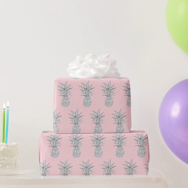 Pink Pineapple Tropical Pattern Wrapping Paper (Party Gifts)