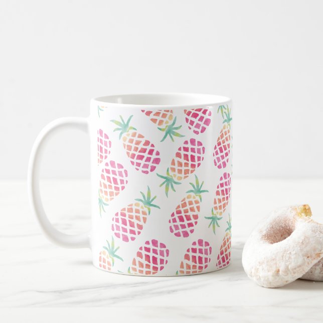 Pink Pineapple watercolour mug (With Donut)