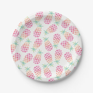 Pink Pineapple watercolour party plate