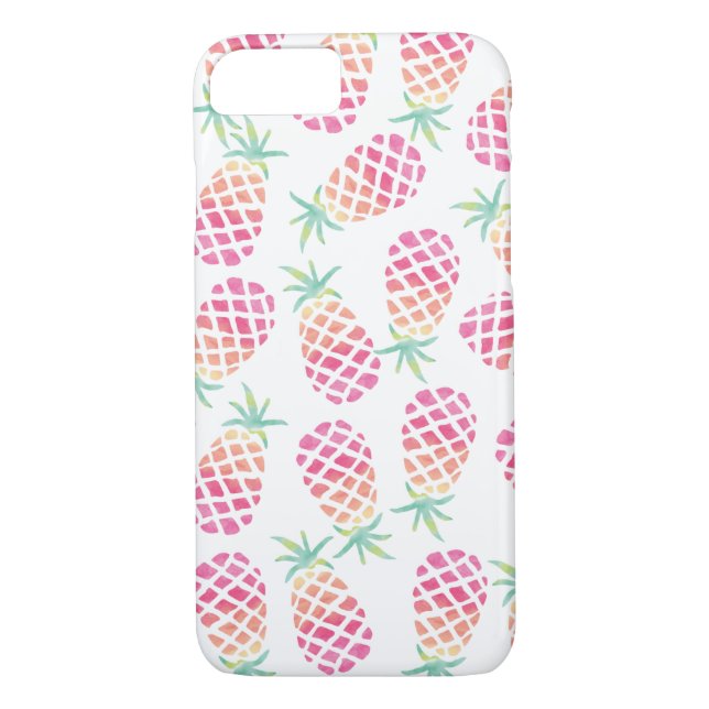 Pink Pineapple Watercolour pattern iphone cover (Back)