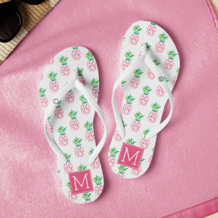 Pink Pineapples Monogrammed Thongs