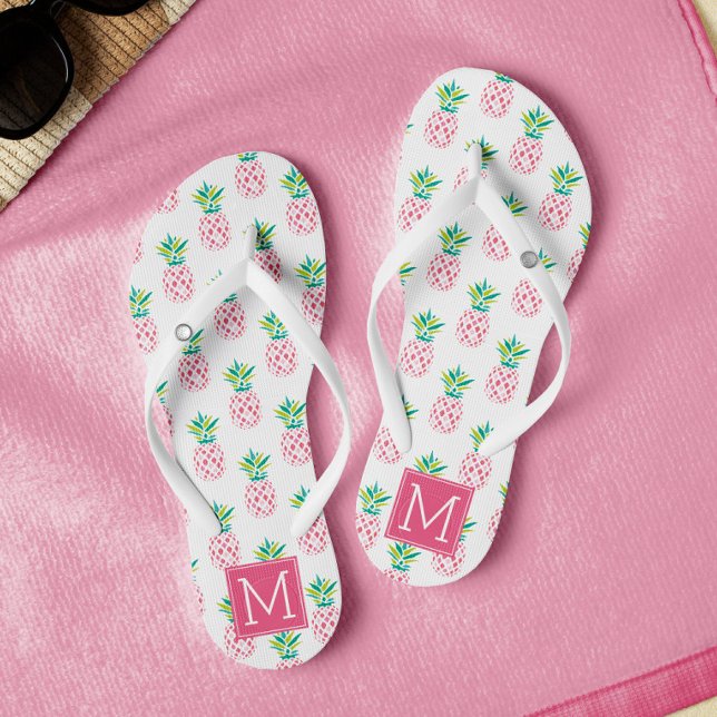 Pink Pineapples Monogrammed Thongs (Creator Uploaded)