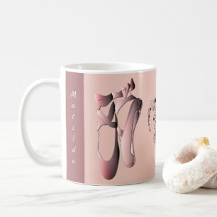 Pink Pink Ballet Toe Shoes with Monogram Coffee Mug
