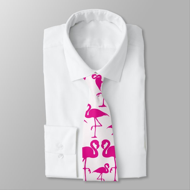 Pink pink Flamingos Tie (Tied)