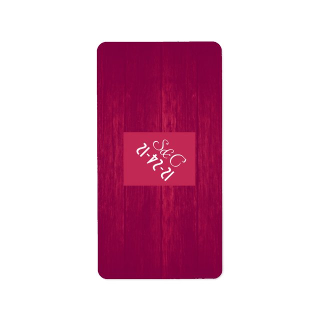 Pink/Pink Wood Grain Wedding Candy Wrapper Label (Front)