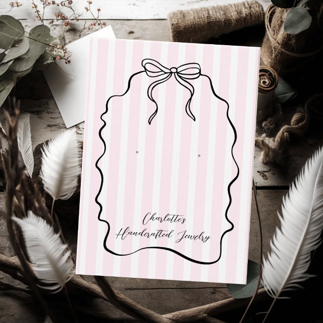 Pink Pinstripe Ribbon Earring Jewellery Display Ca (Creator Uploaded)