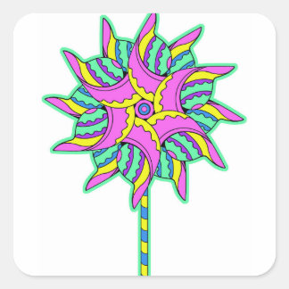 Pink Pinwheel Square Sticker