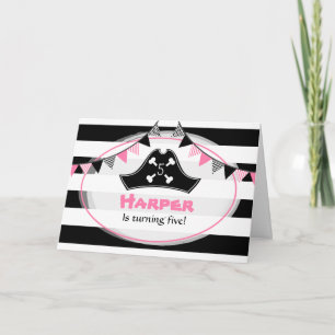 Pink Pirate Birthday Party Invitation