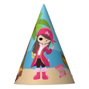 Pink Pirate Girl Birthday Party Hat