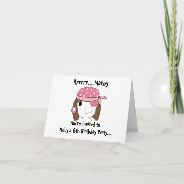 Pink Pirate Party Invitation (Front)