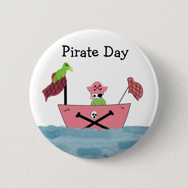 Pink Pirate Ship 6 Cm Round Badge (Front)
