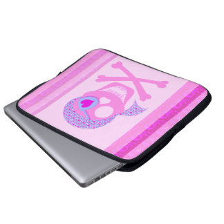 Pink Pirate Skull Laptop Sleeve