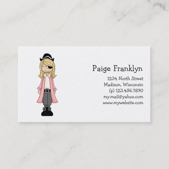 Pink Pirates · Pirate Girl #2 Business Card (Front)