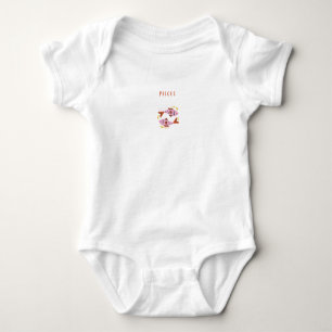 Pink Pisces, zodiac, star sign print Baby Bodysuit