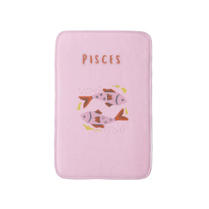 Pink Pisces, zodiac, star sign print Bath Mat