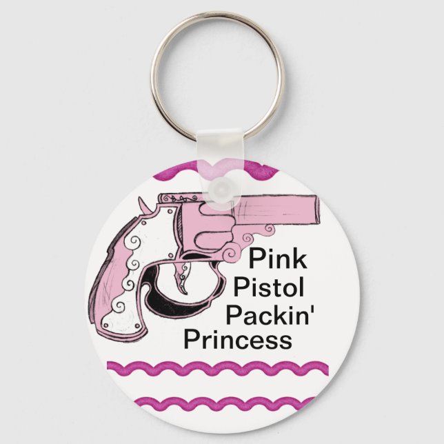 pink pistol packin princess keychain key chain fob (Front)
