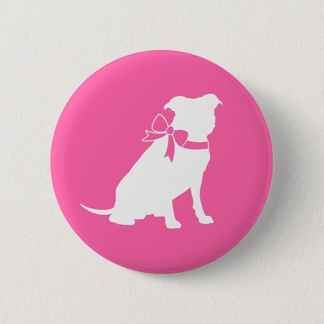 Pink Pit Bull Dog Baby Shower 6 Cm Round Badge (Front)