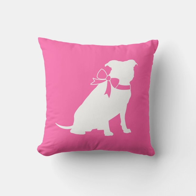 Pink Pit Bull Dog Baby Shower Cushion (Front)