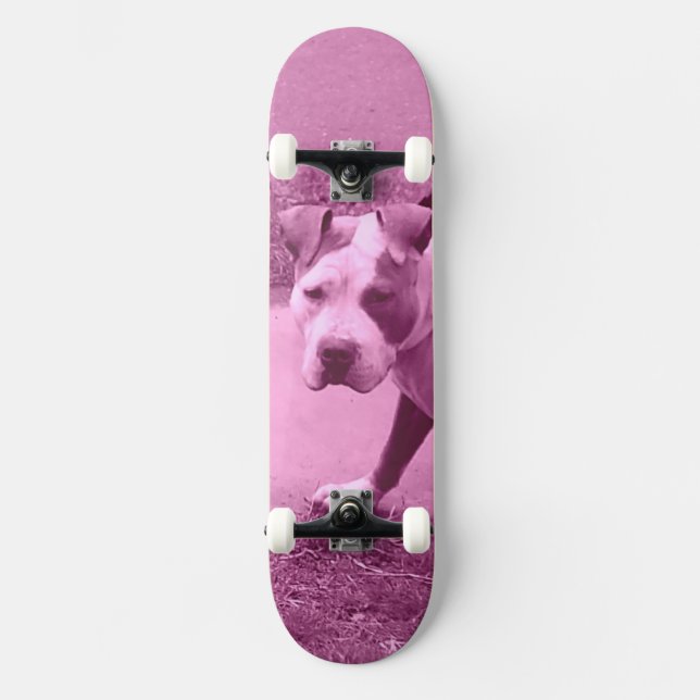 Pink Pit Bull Skateboard (Front)