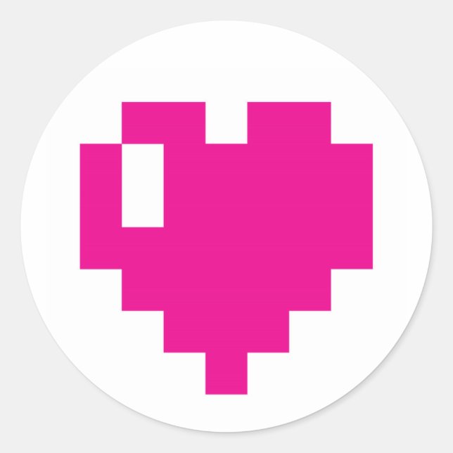 Pink Pixel Heart stickers (Front)