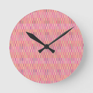 Pink Pixels Round Clock