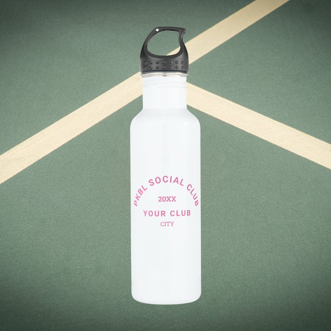 Pink PKBL Social Club Crest Pickleball 710 Ml Water Bottle (Creator Uploaded)