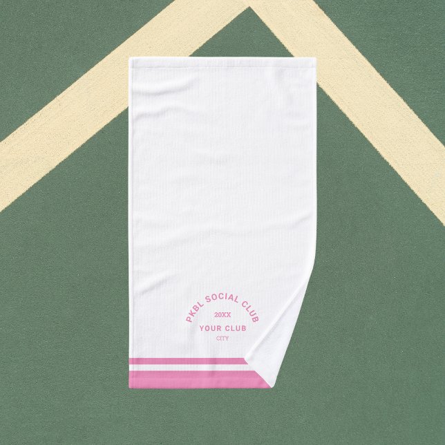 Pink PKBL Social Club Crest Pickleball Hand Towel (Creator Uploaded)