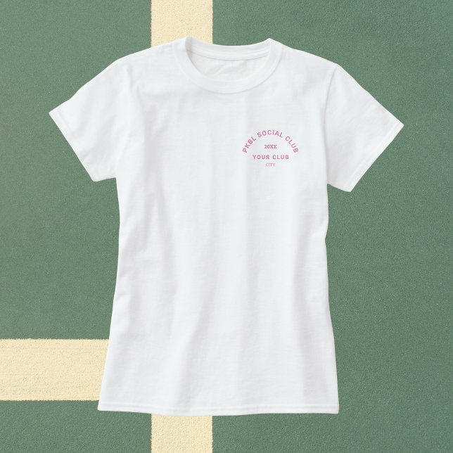 Pink PKBL Social Club Crest Pickleball T-Shirt (Creator Uploaded)