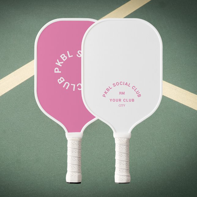 Pink PKBL Social Club Monogram Crest Pickleball Paddle (Creator Uploaded)
