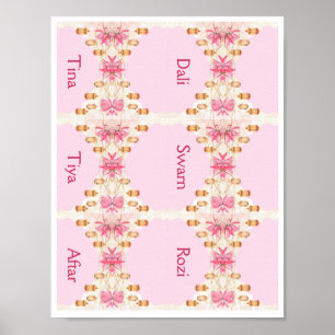 Pink place cards template poster