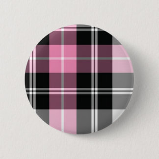 pink plaid 6 cm round badge
