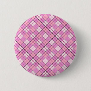 Pink Plaid 6 Cm Round Badge