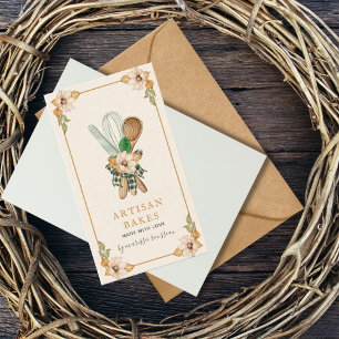 Pink & Plaid Baking & Cooking Utensil Bakery Business Card