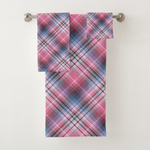 Pink Plaid Bath Towel Set