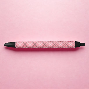 Pink Plaid Black Ink Pen