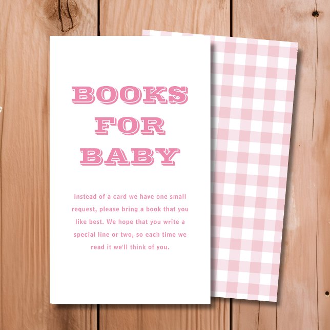 Pink Plaid Books for Baby | Baby Shower Enclosure Card (Creator Uploaded)