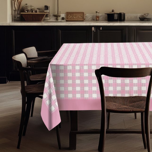 Pink Plaid Chequered Tablecloth for Everyday Table (Pink Plaid Checkered Tablecloth for Everyday Table)