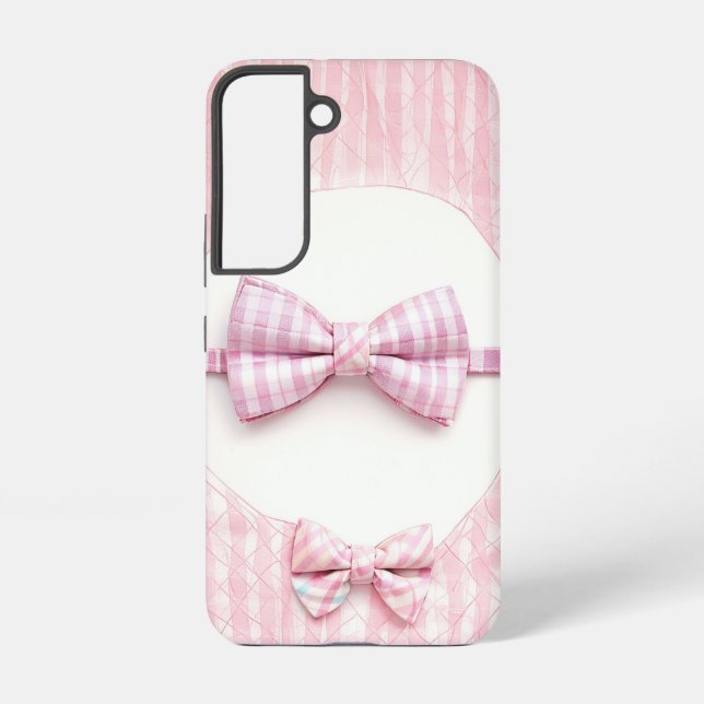Pink Plaid - Cute Bow Tie Phone Case (Back)