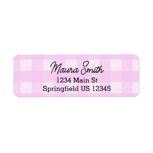 Pink Plaid cute return address Label