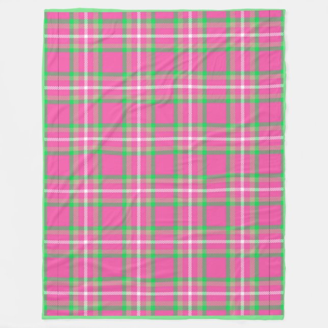 Pink Plaid Fleece Blanket (Front)