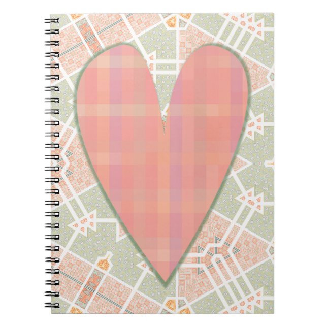 Pink Plaid Heart Art Vintage Style Journal (Front)