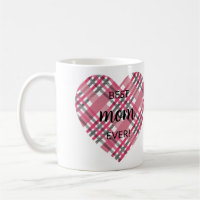 Pink Plaid Heart Best Mum Mother Ever One Photo