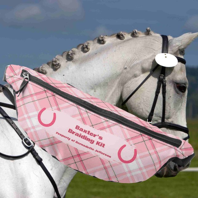 Pink Plaid Horse Show Mane Tail Braiding Bum Bags (Creator Uploaded)