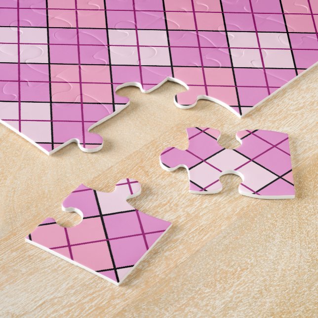 Pink Plaid Jigsaw Puzzle (Side)