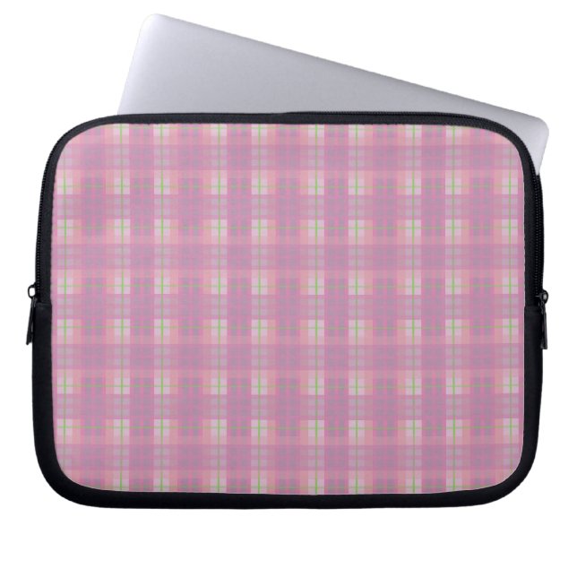 Pink Plaid Laptop Sleeves Protector (Front)