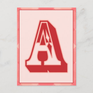 Pink Plaid Letter "A" Typography Banner Card