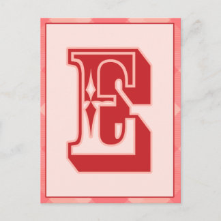 Pink Plaid Letter "E" Typography Banner Card