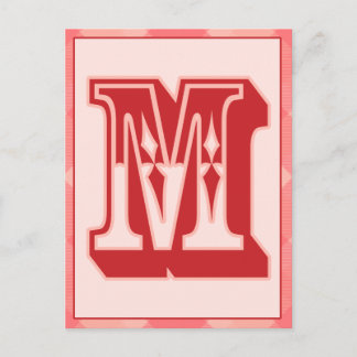 Pink Plaid Letter "M" Typography Banner Card